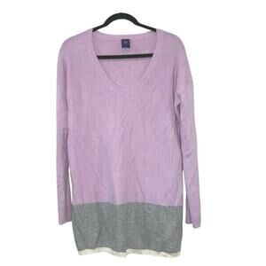 Gap Maternity Wool Blend Sweater Large Purple Gray Colorblock Ribbed Knit Top